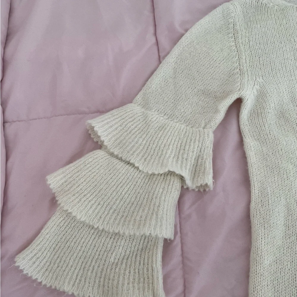 Gio & Gio white wool and mohair blend tiered sleeve sweater size S mad in Italy